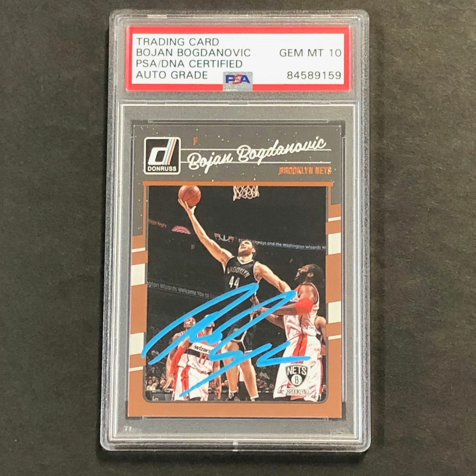 2016-17 Panini Donruss #82 Bojan Bogdanovic Signed Card AUTO 10 PSA Slabbed Nets
