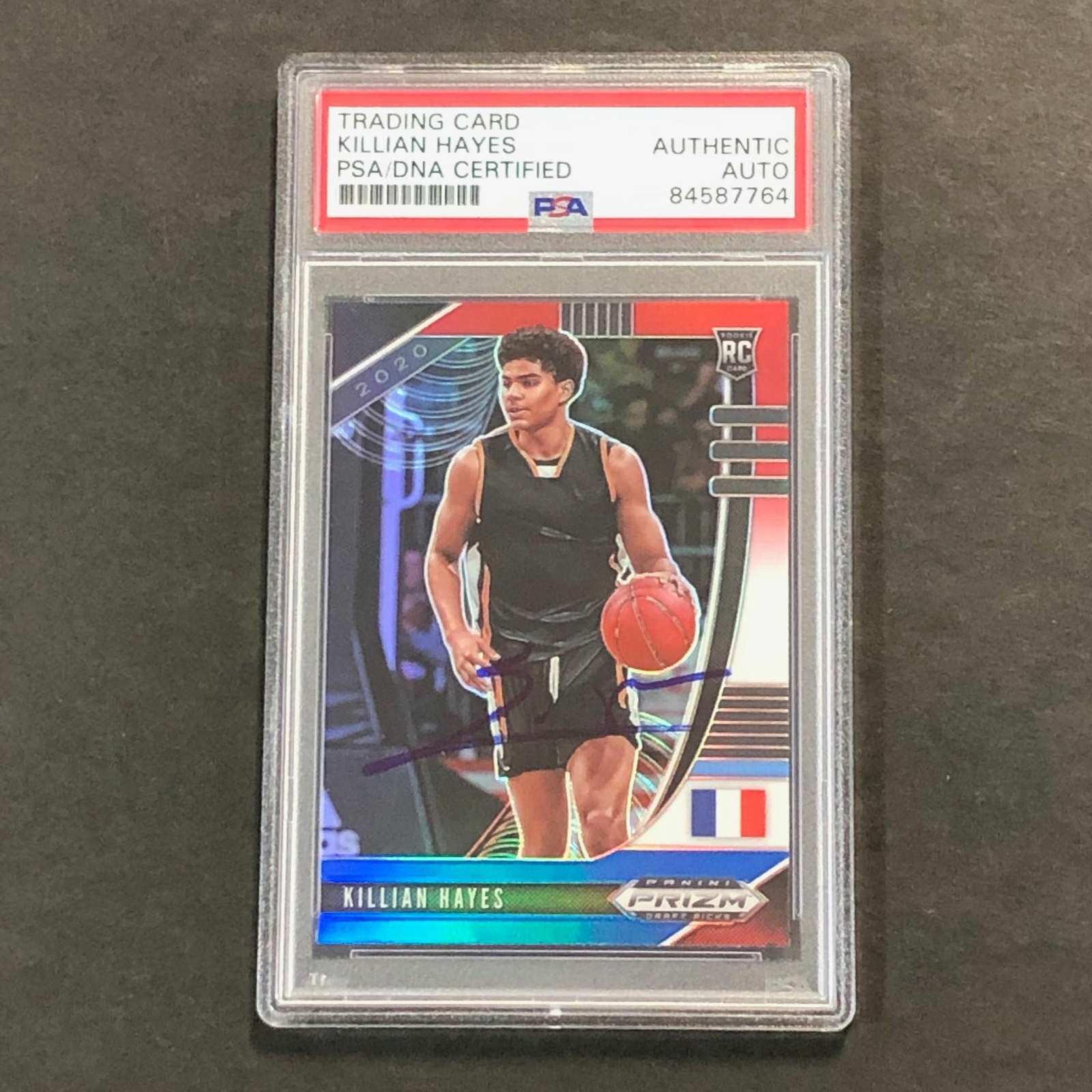 2020-21 Panini Prizm Draft Picks Red White and Blue #12 Killian Hayes Signed Car