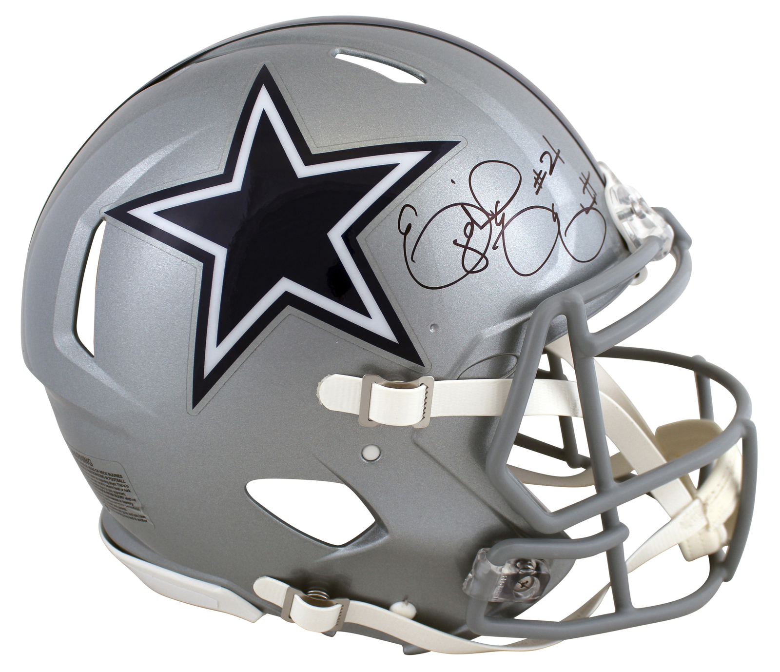 Cowboys Ezekiel Elliott Authentic Signed Full Size Speed Proline Helmet BAS Wit
