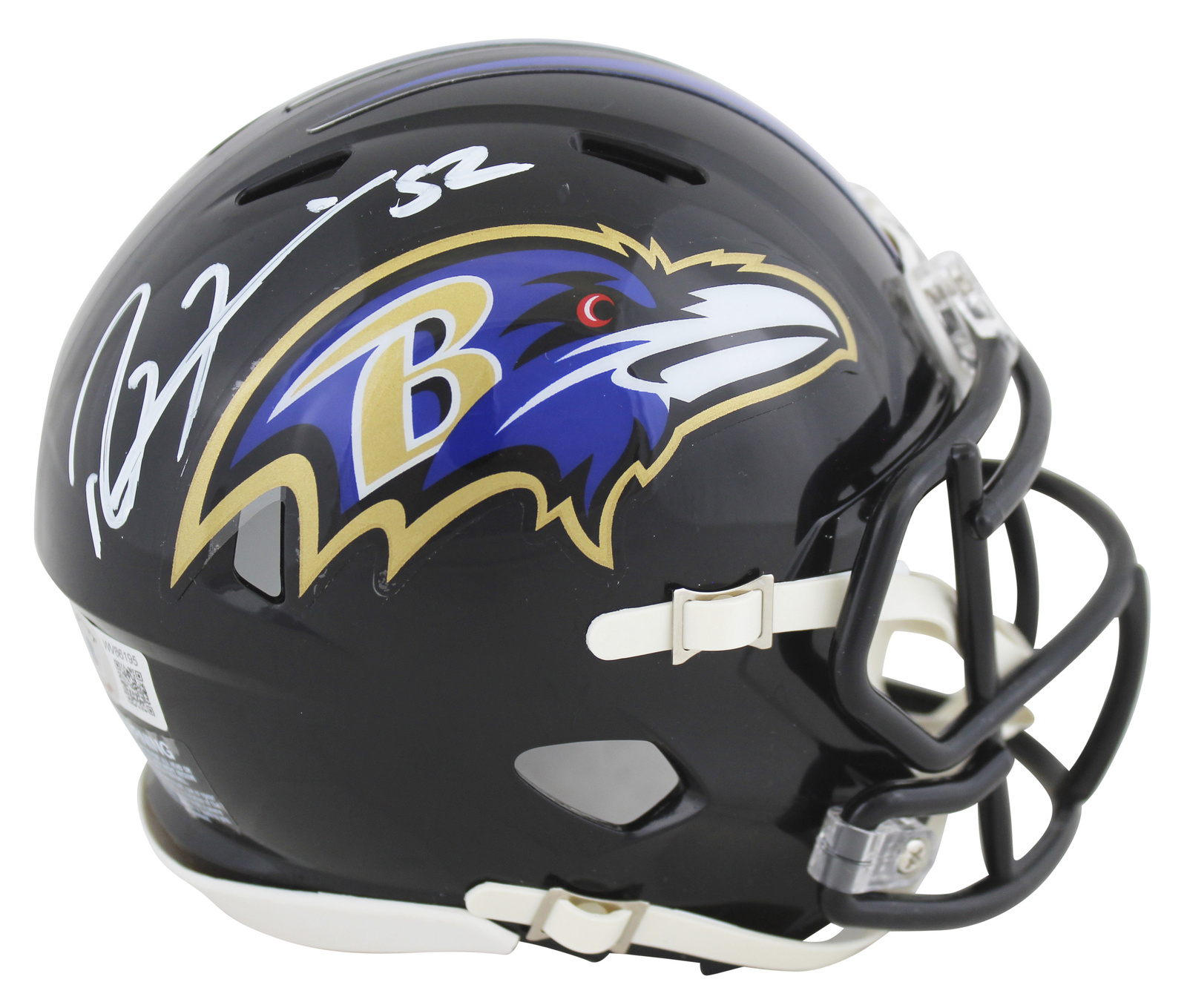 Ravens Ray Lewis Authentic Signed Speed Mini Helmet w/ White Sig BAS Witnessed

