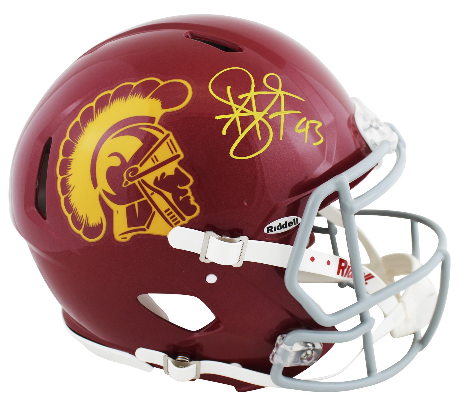 USC TROY POLAMALU AUTHENTIC SIGNED FULL SIZE SPEED PROLINE HELMET BAS WITNESSED COLLECTIBLE MEMORABILIA