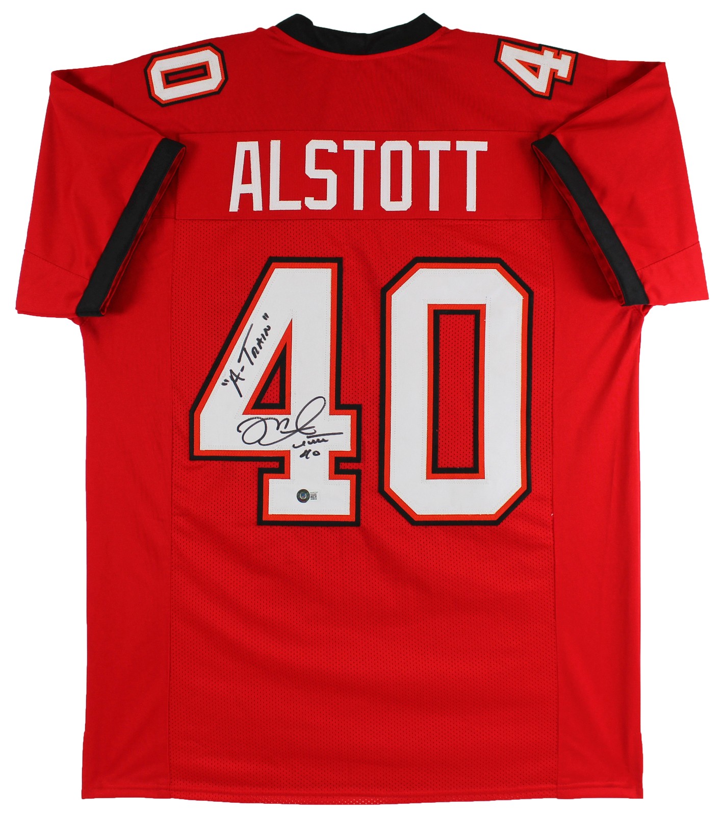 MIKE ALSTOTT “A-TRAIN” AUTHENTIC SIGNED RED PRO STYLE JERSEY BAS WITNESSED COLLECTIBLE MEMORABILIA