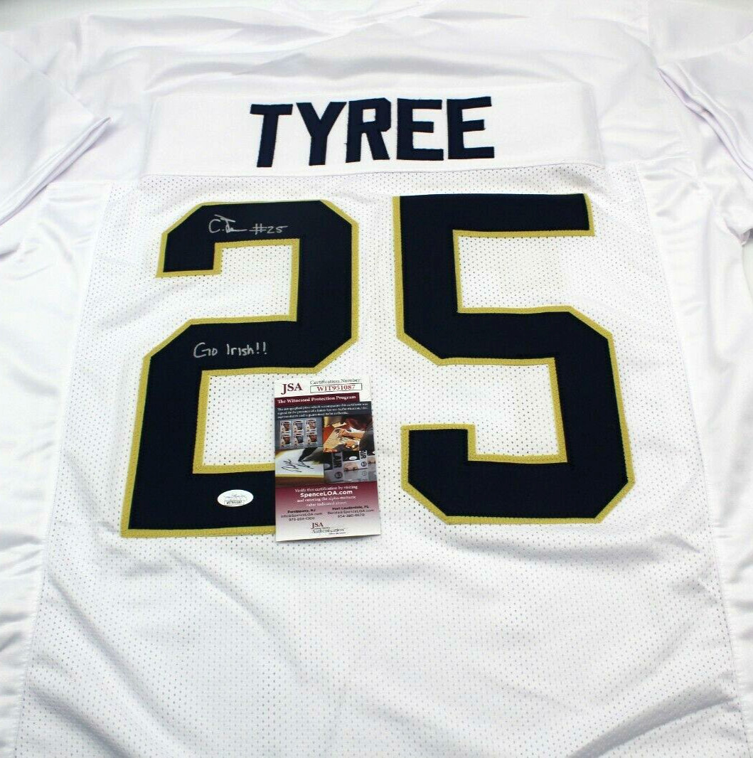 Chris Tyree Signed Custom White Notre Dame Football Jersey w/JSA COA Proof Irish
