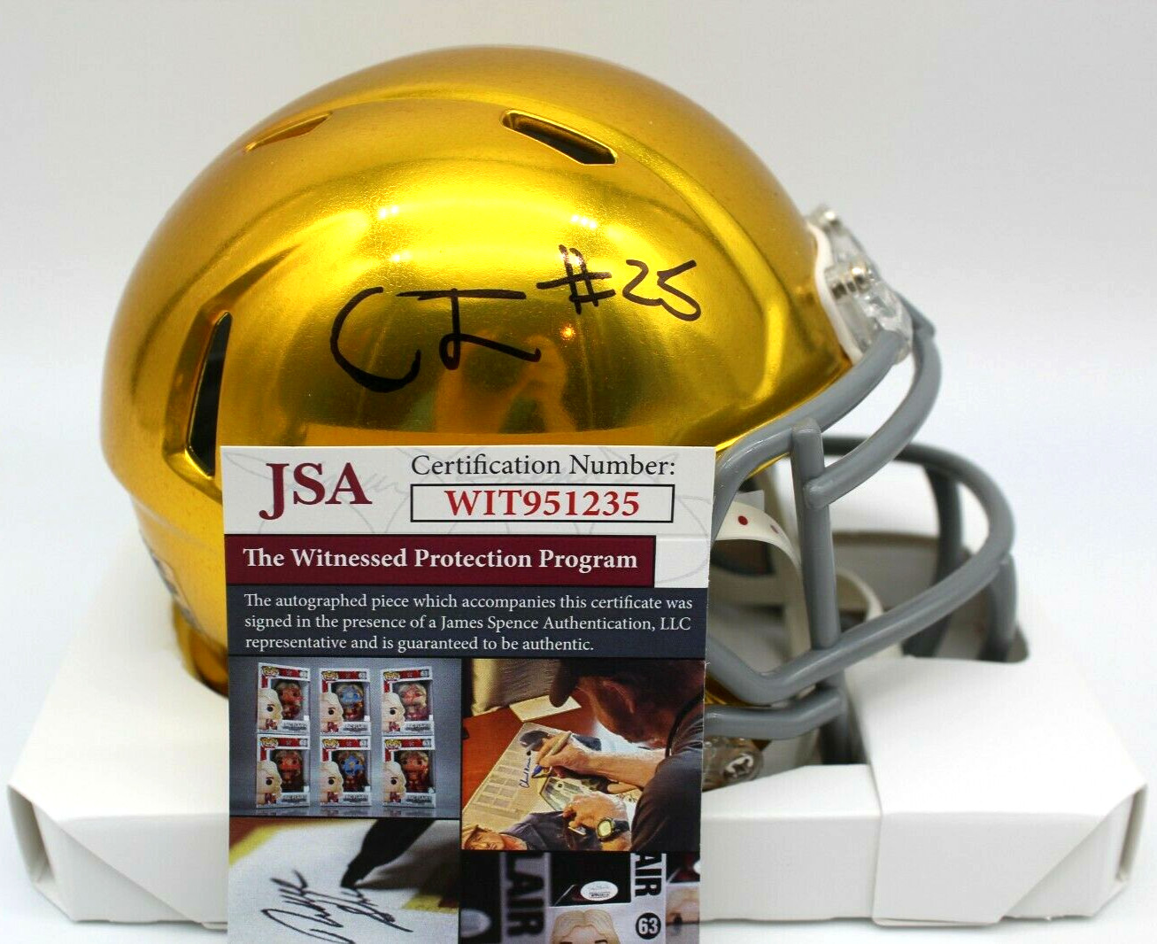 Chris Tyree Signed Notre Dame Fighting Irish Mini Football Helmet w/JSA COA #2