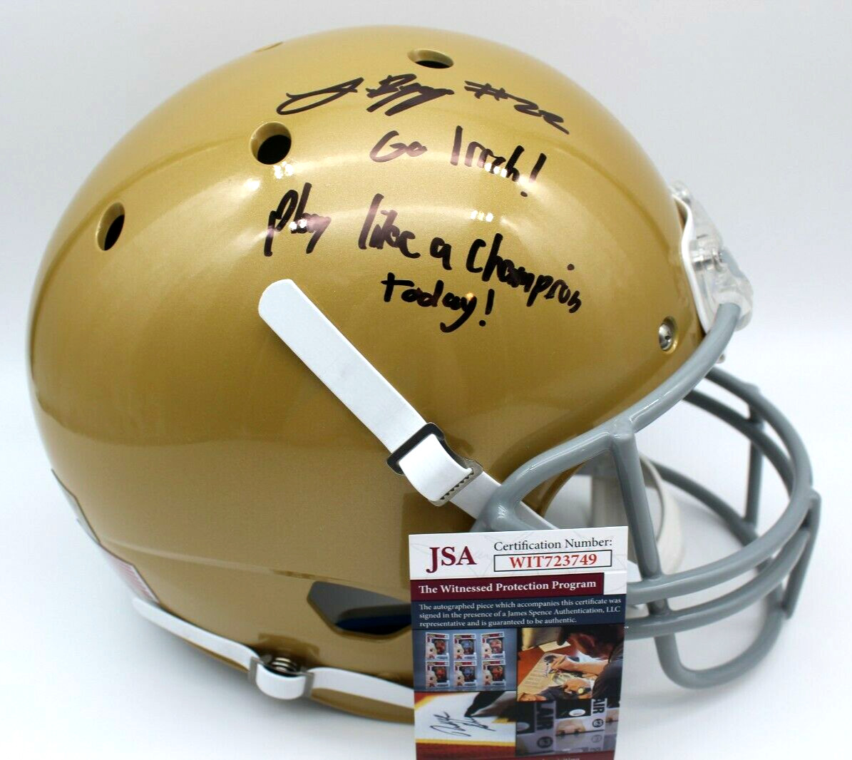 Logan Diggs Signed Notre Dame Fighting Irish Full Size Helmet w/JSA COA F/S #4