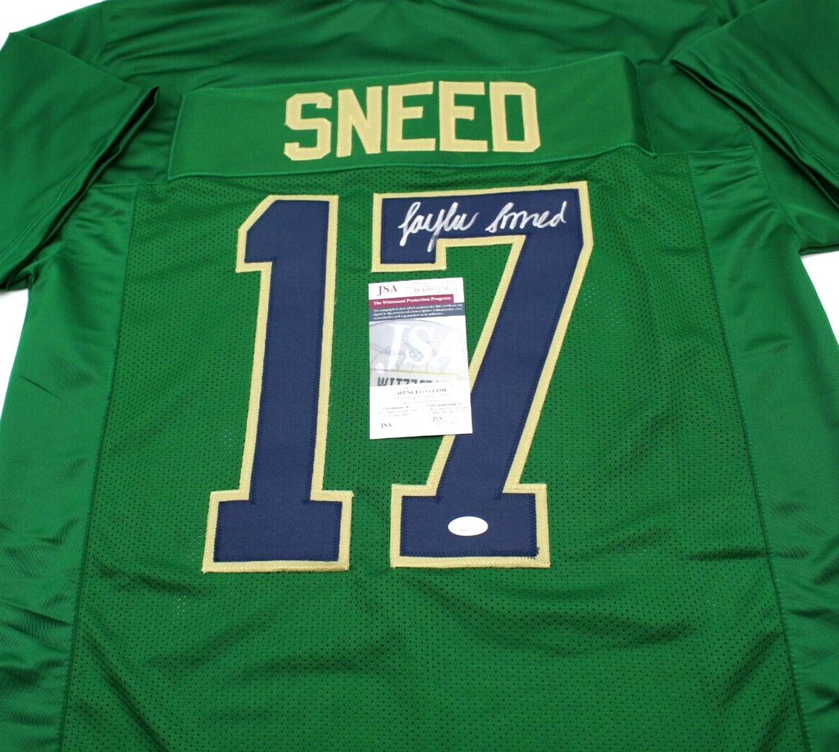 Jaylen Sneed Signed Custom Green Notre Dame Football Jersey w/JSA COA Proof