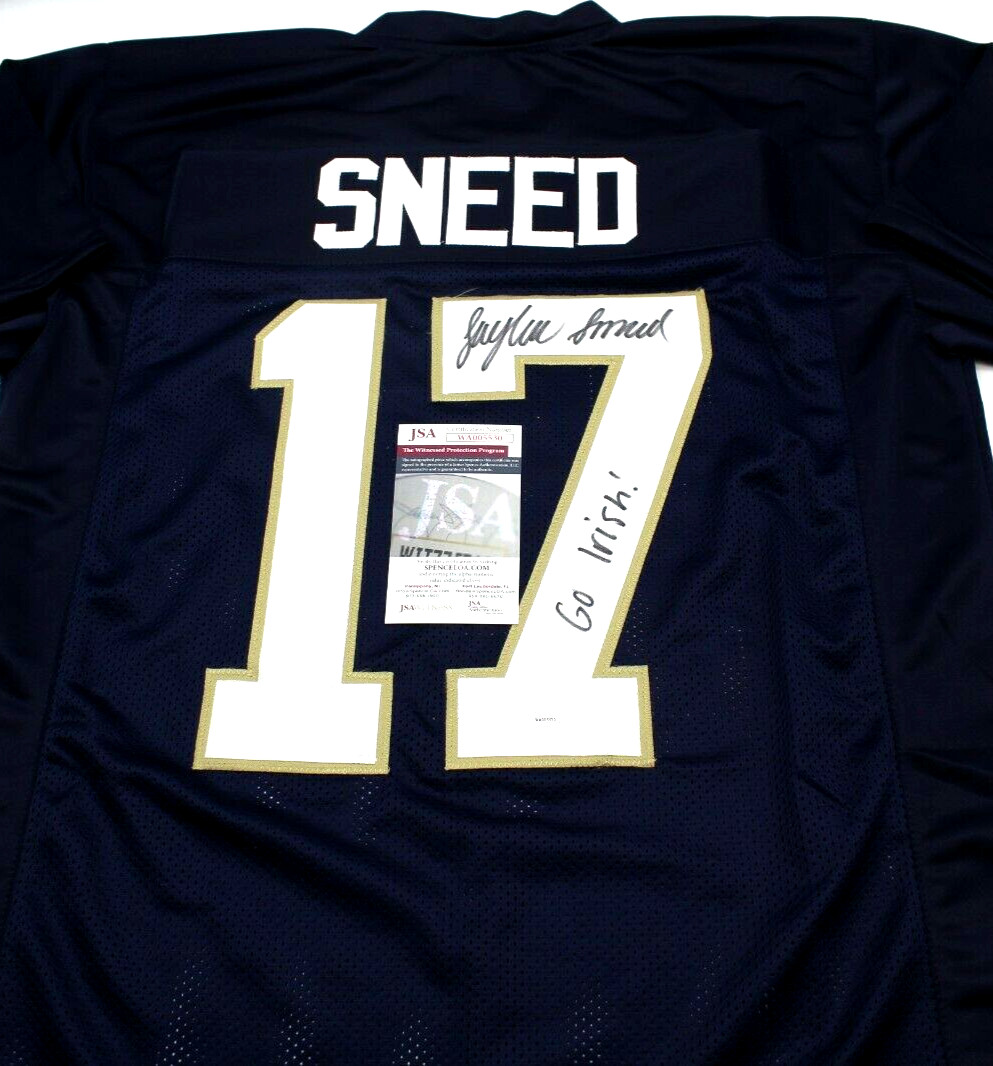 Jaylen Sneed Signed Custom Blue Notre Dame Football Jersey w/JSA COA Proof Irish