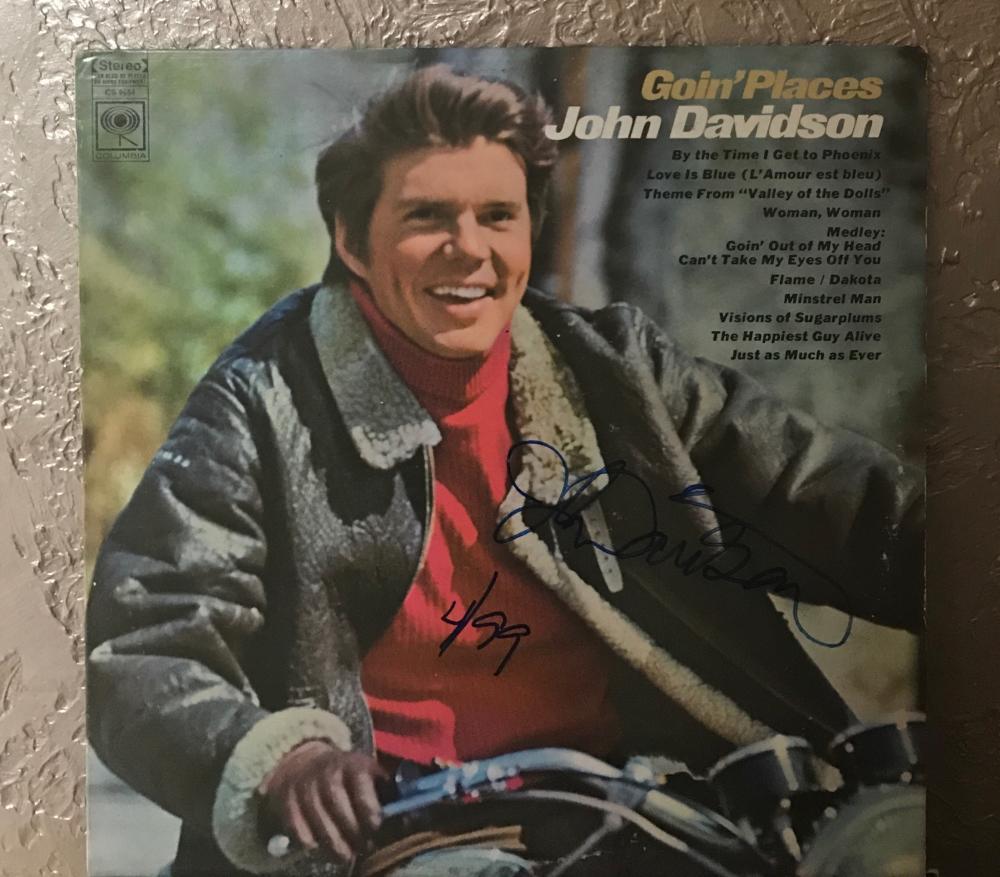 JOHN DAVIDSON GOIN’ PLACES SIGNED 1997 VINYL RECORD ALBUM B W/COA COLLECTIBLE MEMORABILIA