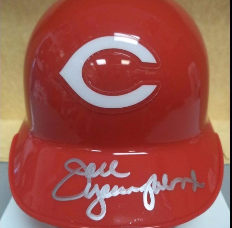 JOEL YOUNGBLOOD CINCINNATI REDS SIGNED AUTOGRAPHED RIDDELL MINI HELMET W/COA