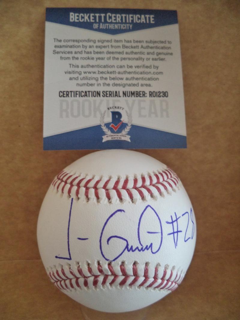 JORGE GUZMAN MIAMI MARLINS ROOKIE YEAR SIGNED AUTO M.L. BASEBALL BECKETT R01230

