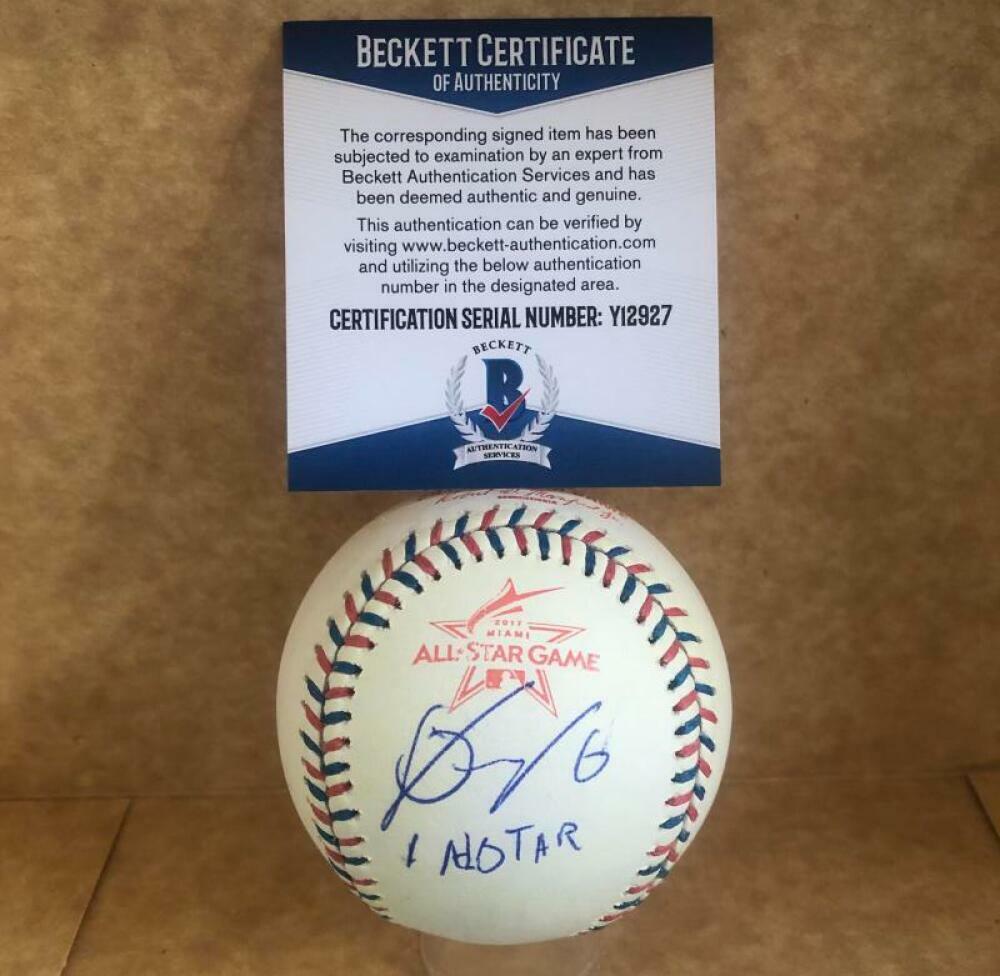 JONATHAN SCHOOP TWINS/ORIOLES SIGNED 2017 ALL STAR GAME BASEBALL BECKETT Y12927
