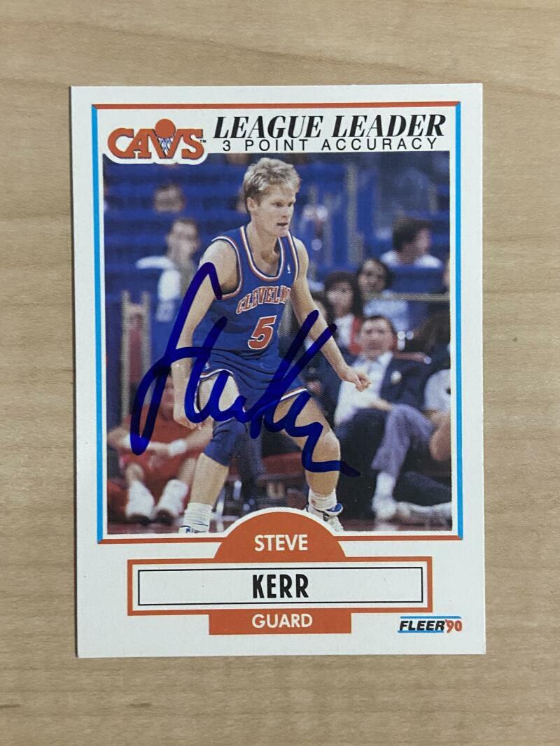 STEVE KERR CLEVELAND CAVALIERS SIGNED AUTOGRAPHED 90-91 FLEER CARD #34 W/COA