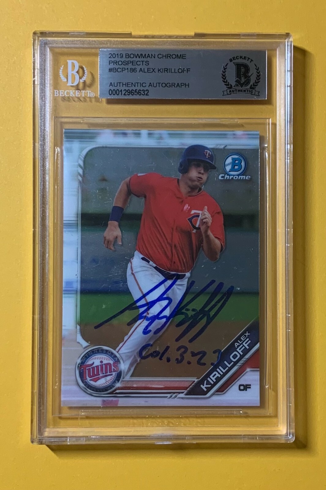 2019 BOWMAN CHROME PROSPECTS ALEX KIRILLOFF TWINS ROOKIE BECKETT AUTHENTIC AUTO

