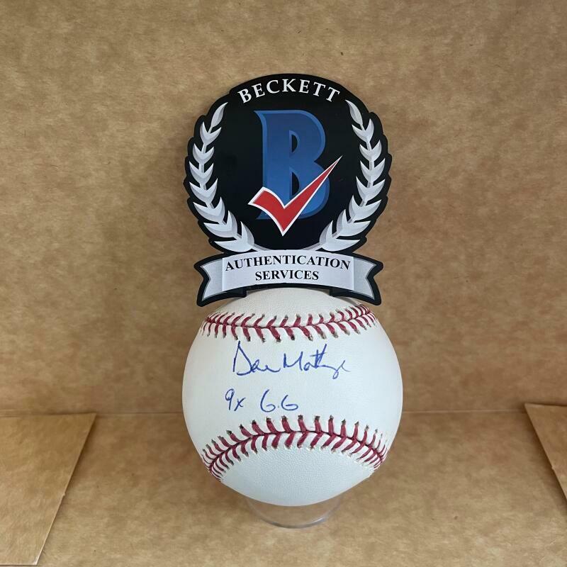 DON MATTINGLY 9X GG SIGNED AUTOGRAPHED GOLD GLOVE BASEBALL BECKETT WITNESS