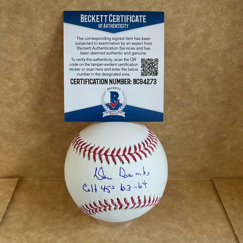DANNY COOMBS COLT 45S 63-64 SIGNED AUTOGRAPHED M.L. BASEBALL BAS BC94273