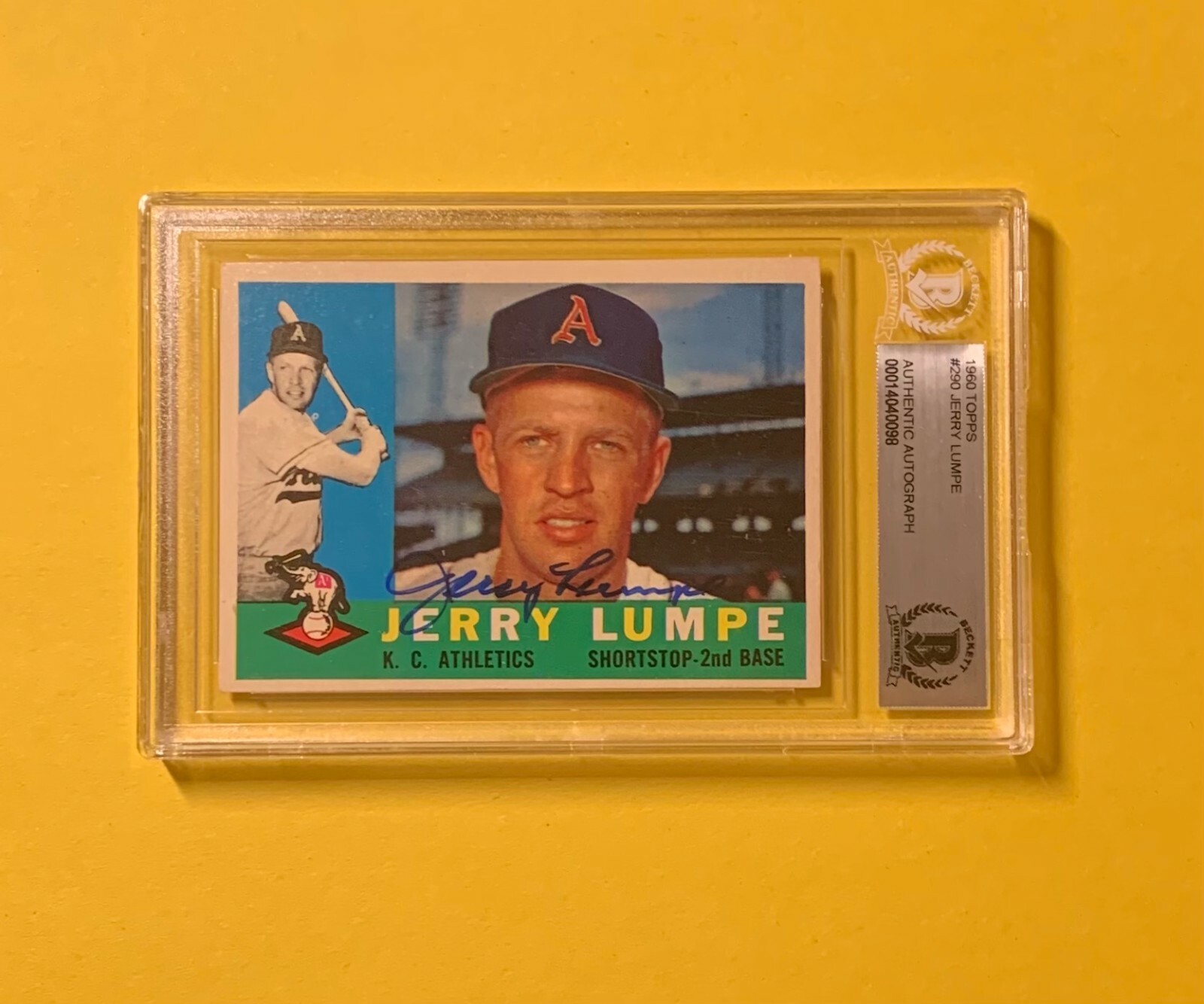1960 TOPPS JERRY LUMPE #290 AUTHENTIC AUTO BECKETT CERTIFIED ATHLETICS COLLECTIBLE MEMORABILIA