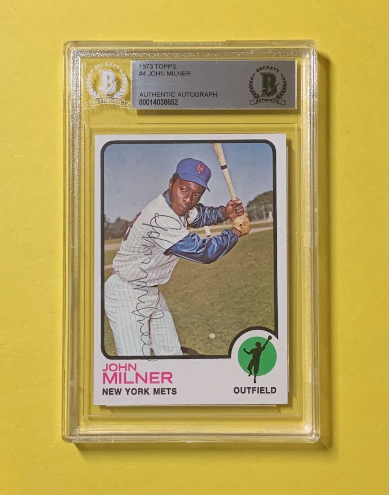 1973 TOPPS JOHN MILNER #4 AUTHENTIC AUTO BECKETT CERTIFIED METS
