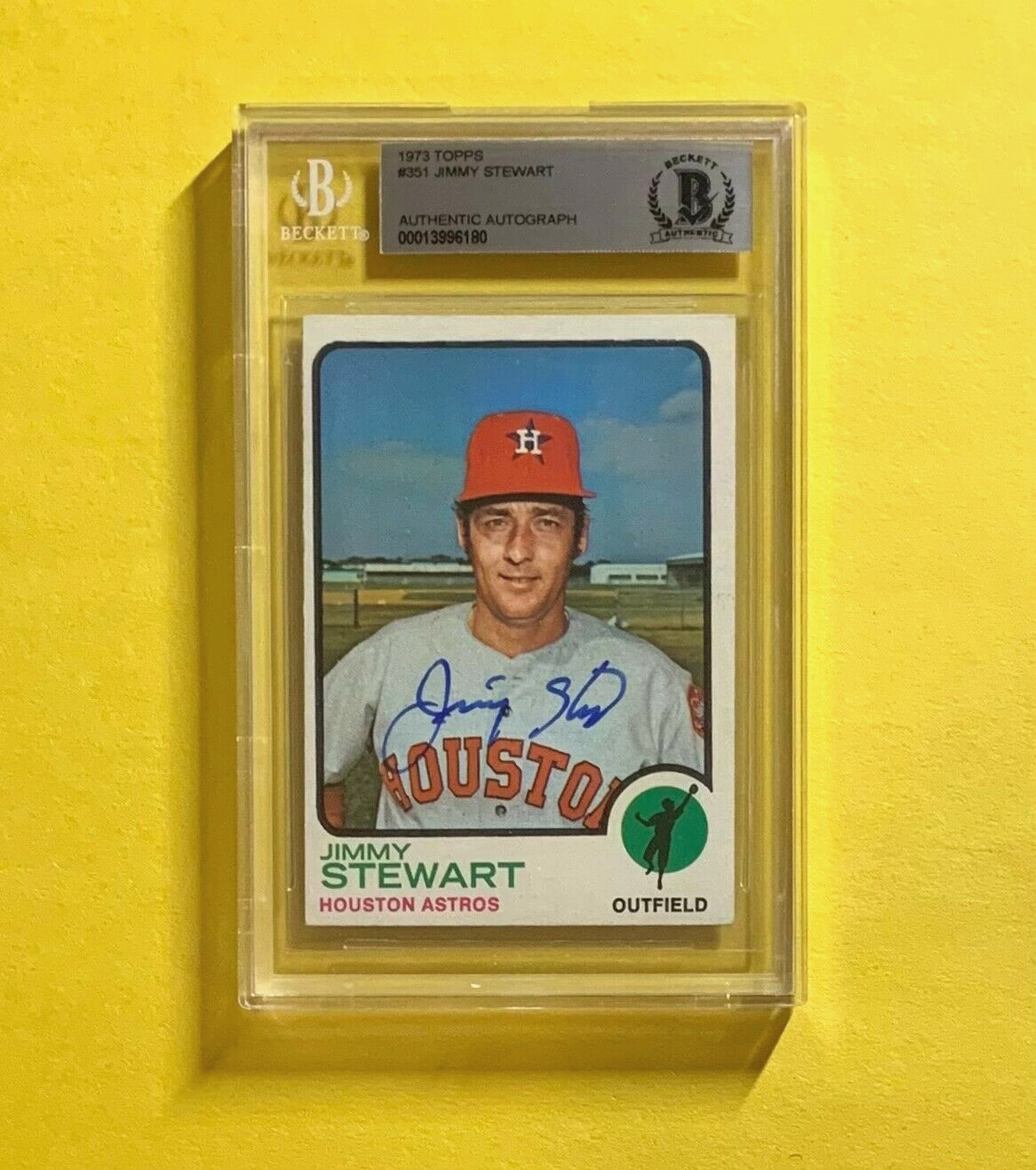 1973 TOPPS JIMMY STEWART #351 AUTHENTIC AUTO BECKETT CERTIFIED ASTROS COLLECTIBLE MEMORABILIA