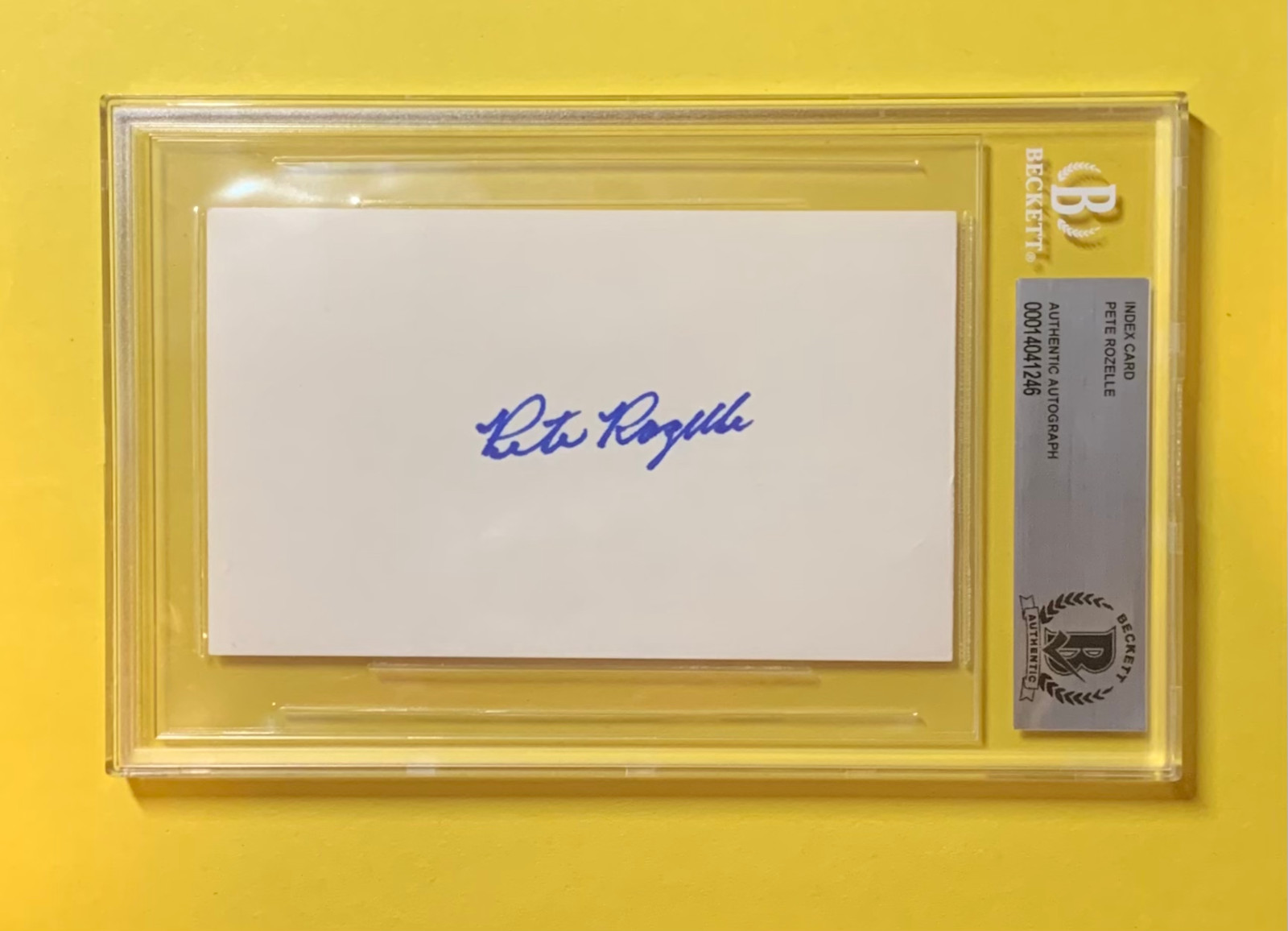 PETE ROZELLE NFL SIGNED AUTHENTIC INDEX CARD BECKETT