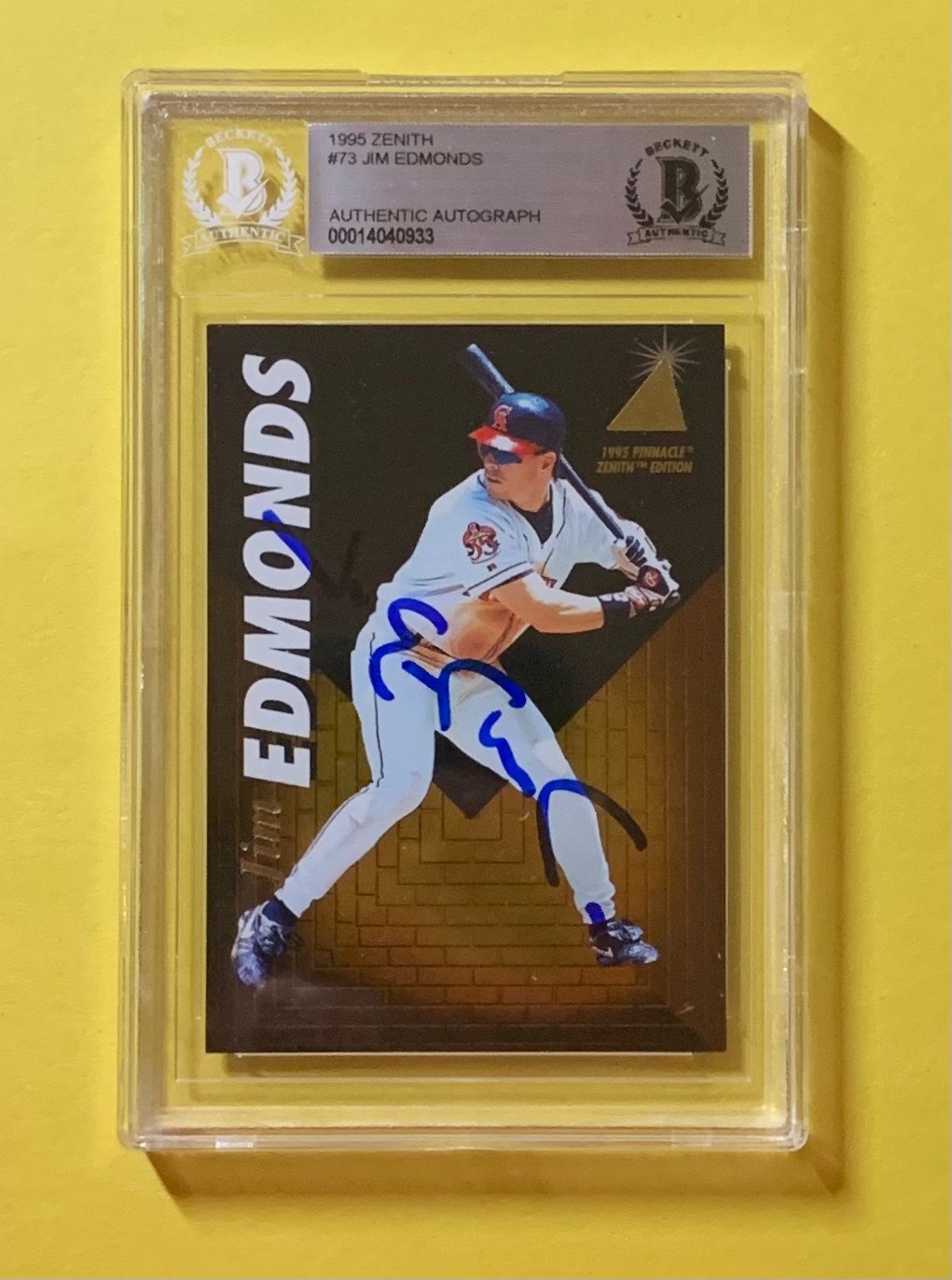 1995 ZENITH JIM EDMONDS #73 AUTHENTIC AUTO BECKETT CERTIFIED ANGELS