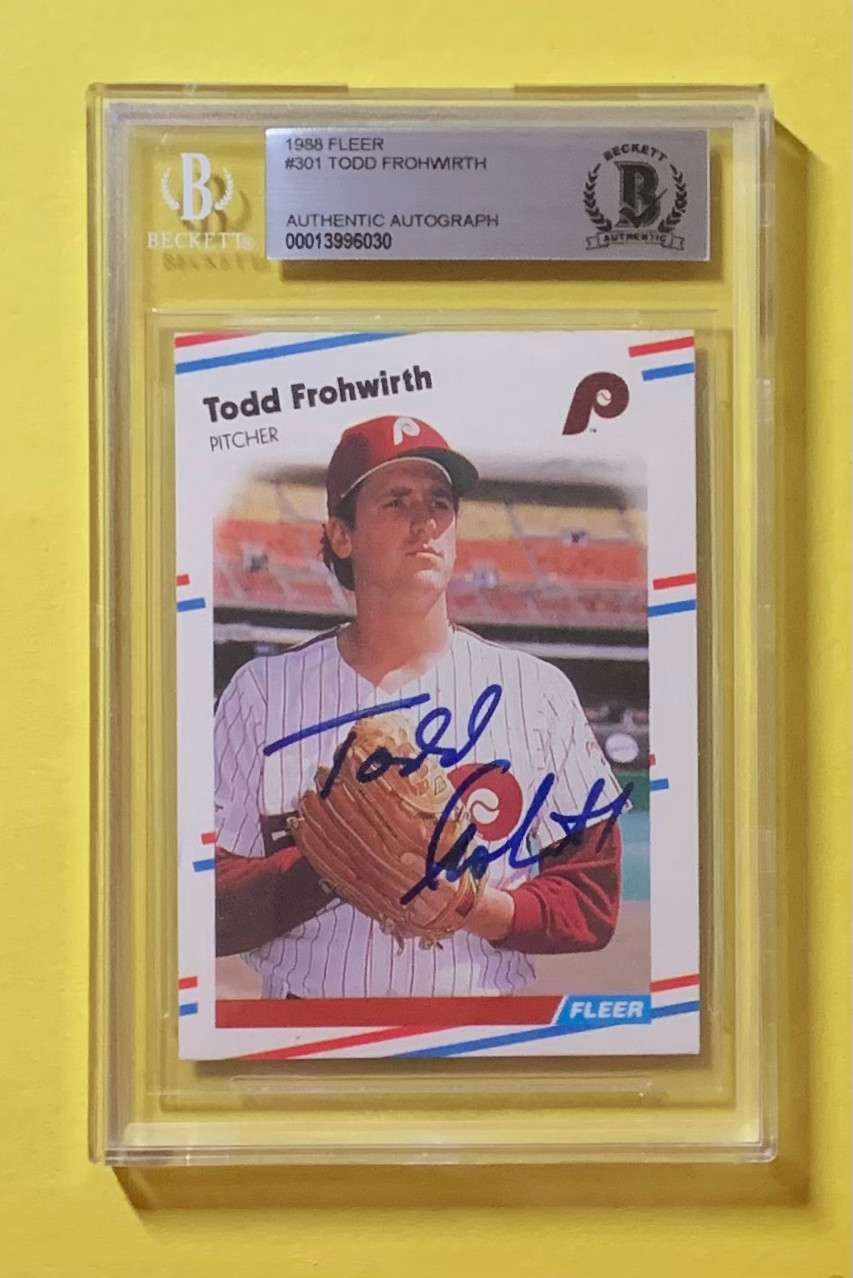 1988 FLEER TODD FROHWIRTH #301 AUTHENTIC AUTO BECKETT CERTIFIED PHILLIES