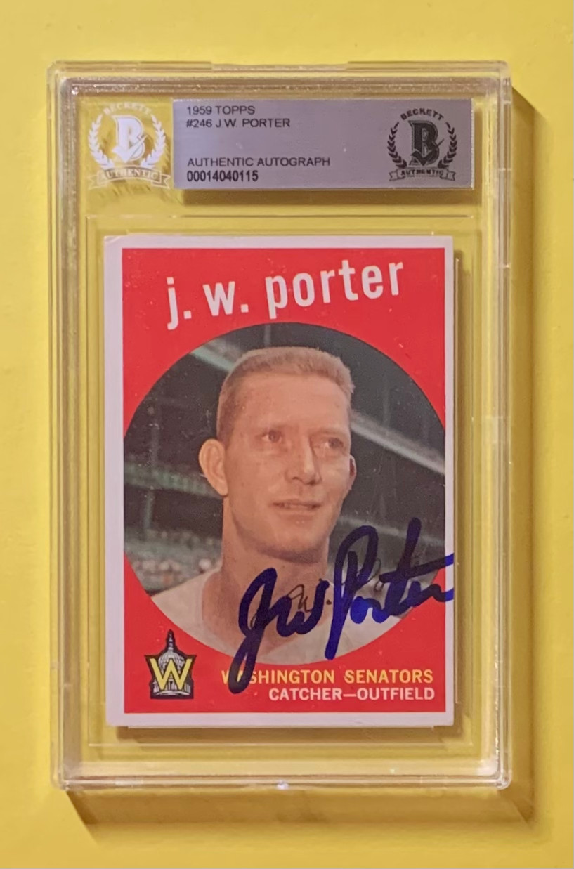 1959 TOPPS J.W. PORTER #246 AUTHENTIC AUTO BECKETT CERTIFIED SENATORS