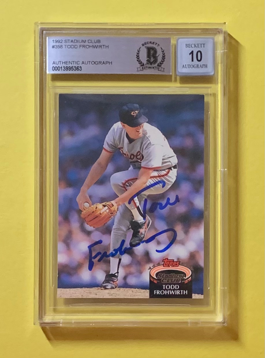 1992 TOPPS STADIUM CLUB TODD FROHWIRTH #358 AUTHENTIC AUTO BECKETT CERTIFIED COLLECTIBLE MEMORABILIA