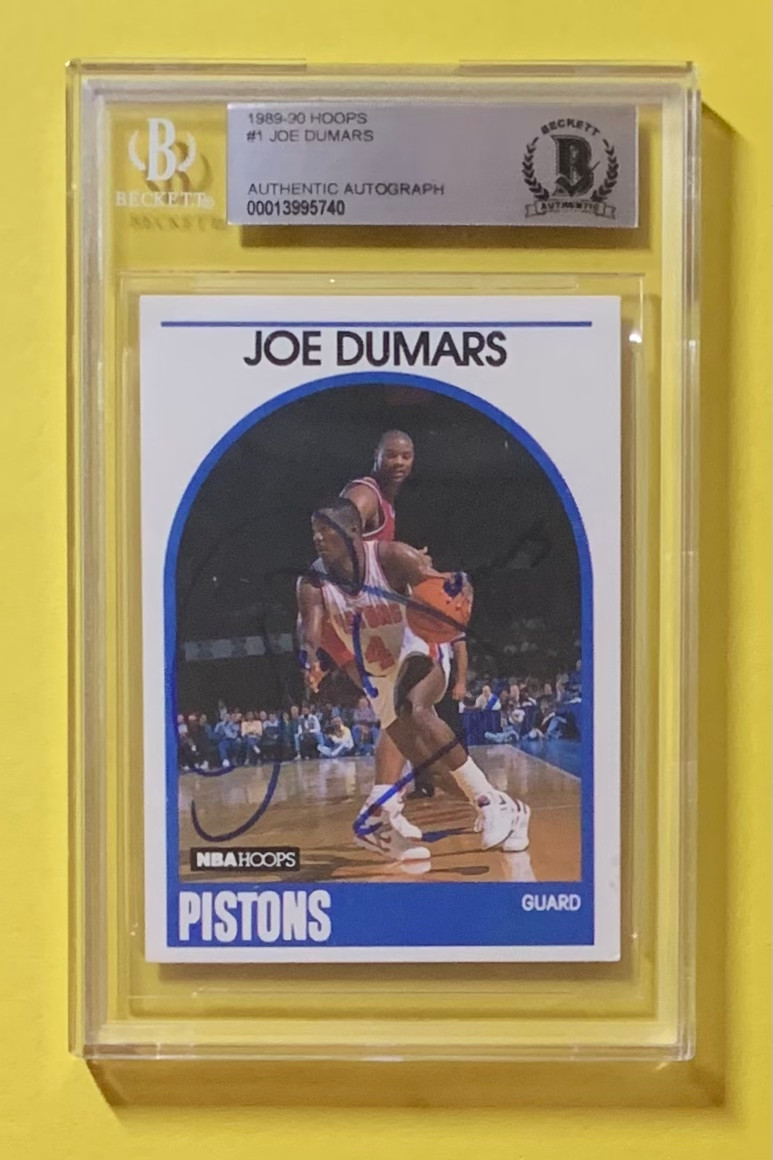 1989-90 NBA HOOPS JOE DUMARS #1 AUTHENTIC AUTO BECKETT CERTIFIED PISTONS