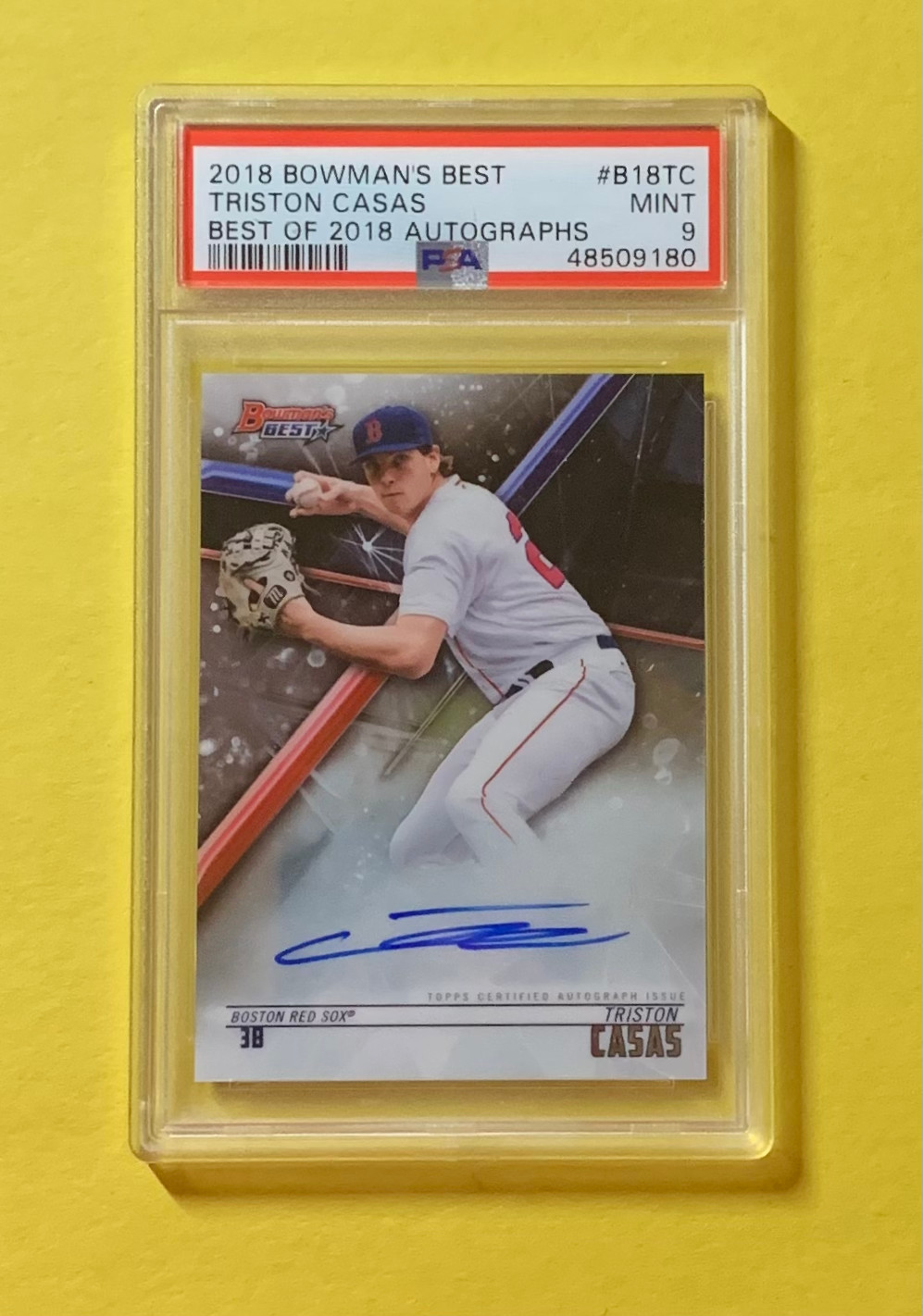 2018 BOWMAN'S BEST TRISTON CASAS BEST OF 2018 AUTO #B1BTC PSA MINT 9 RED SOX