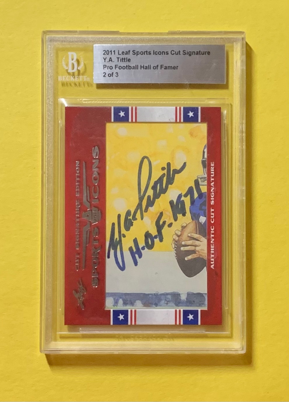 2011 LEAF SPORTS ICONS CUTS SIGNATURE Y.A. TITTLE BECKET CERTIFIED AUTO HOF