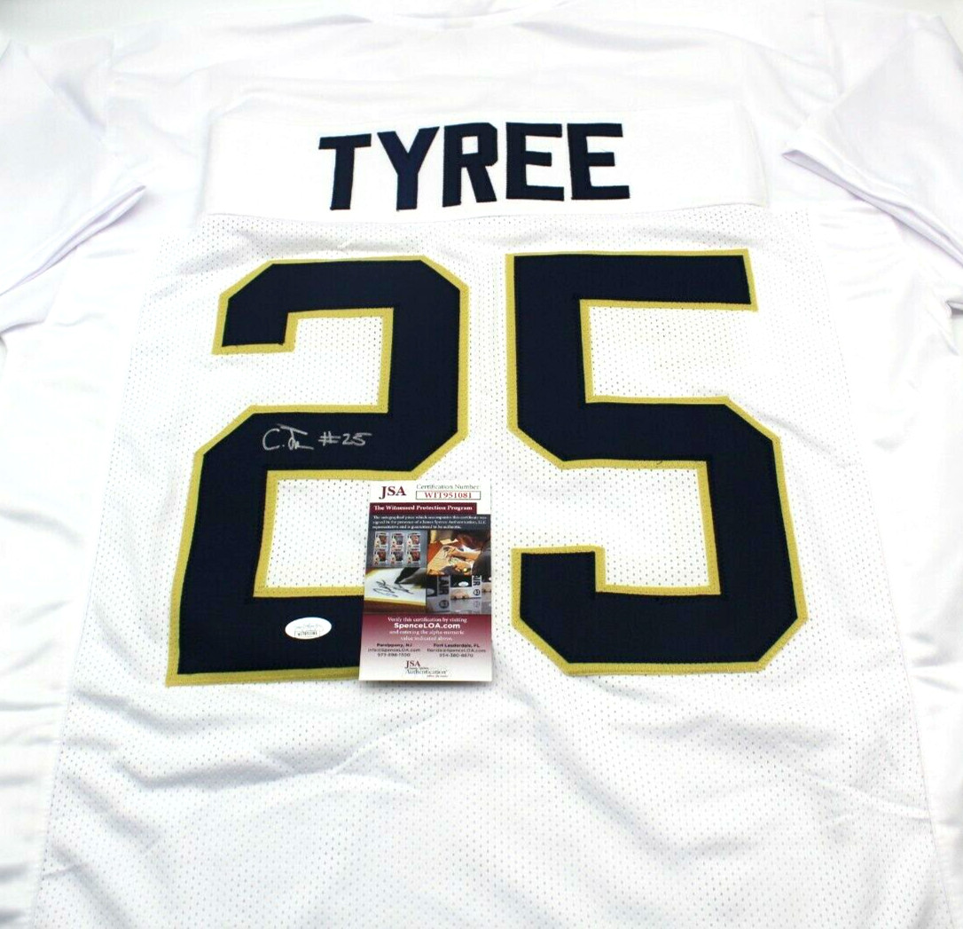 Chris Tyree Signed Custom White Notre Dame Football Jersey w/JSA COA Proof