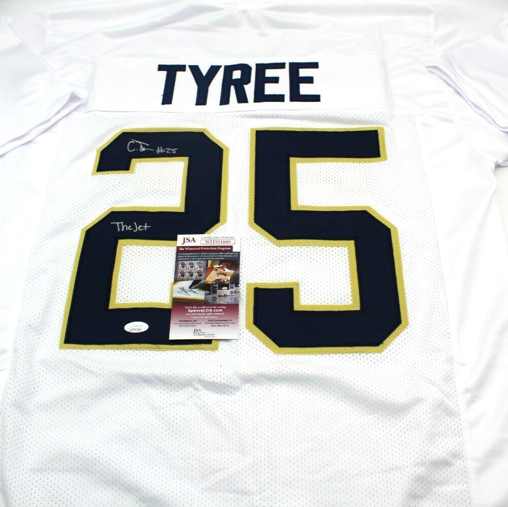 Chris Tyree Signed Custom White Notre Dame Football Jersey w/JSA COA Proof Jet