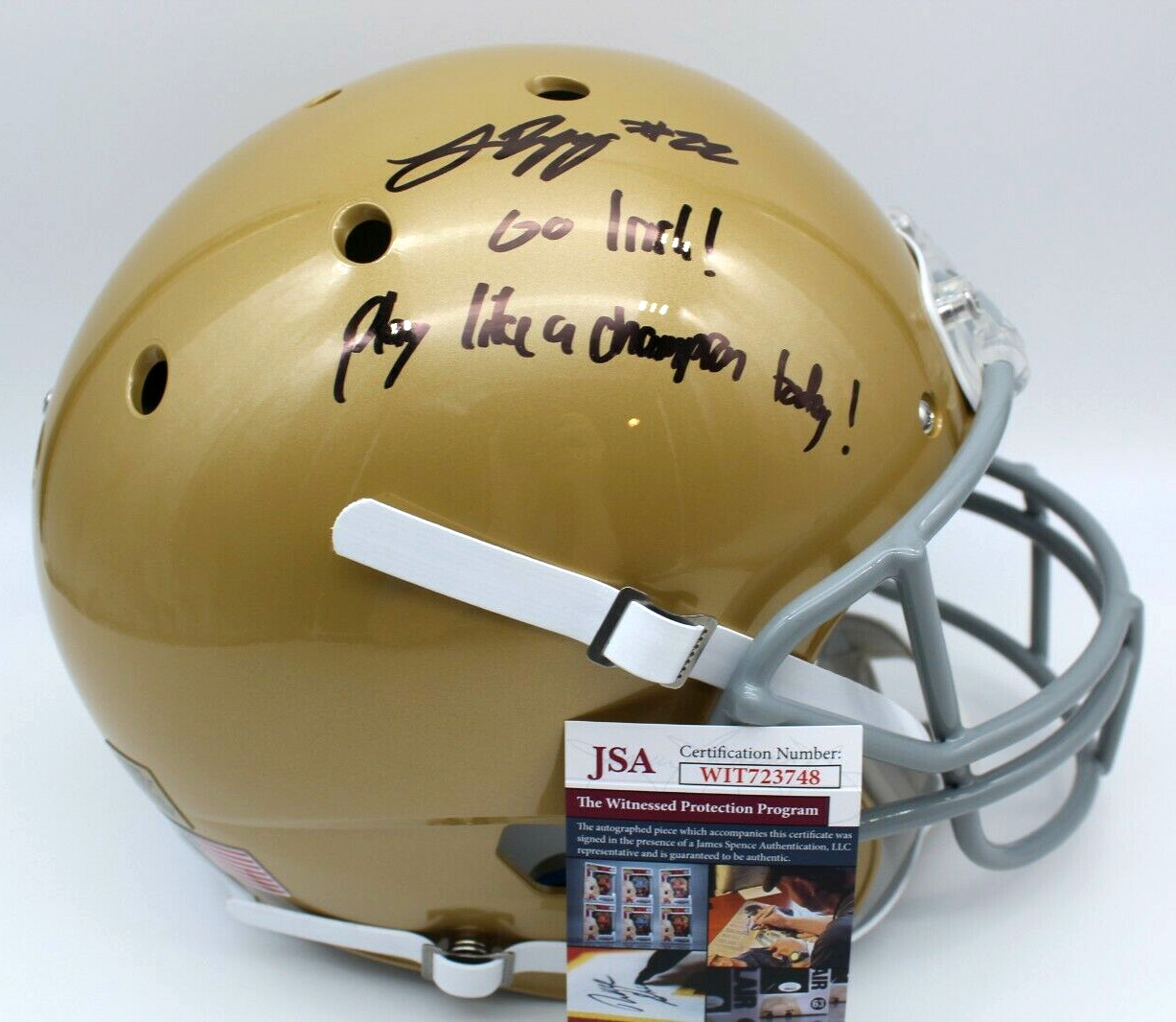 Logan Diggs Signed Notre Dame Fighting Irish Full Size Helmet w/JSA COA F/S #3