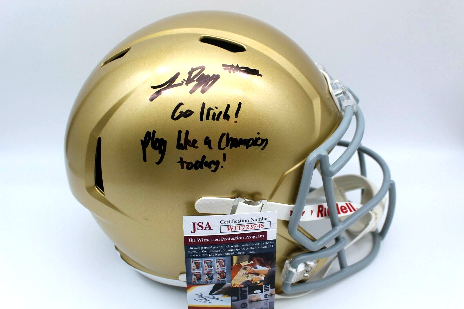 Logan Diggs Signed Notre Dame Fighting Irish Full Size Helmet w/JSA COA F/S #5
