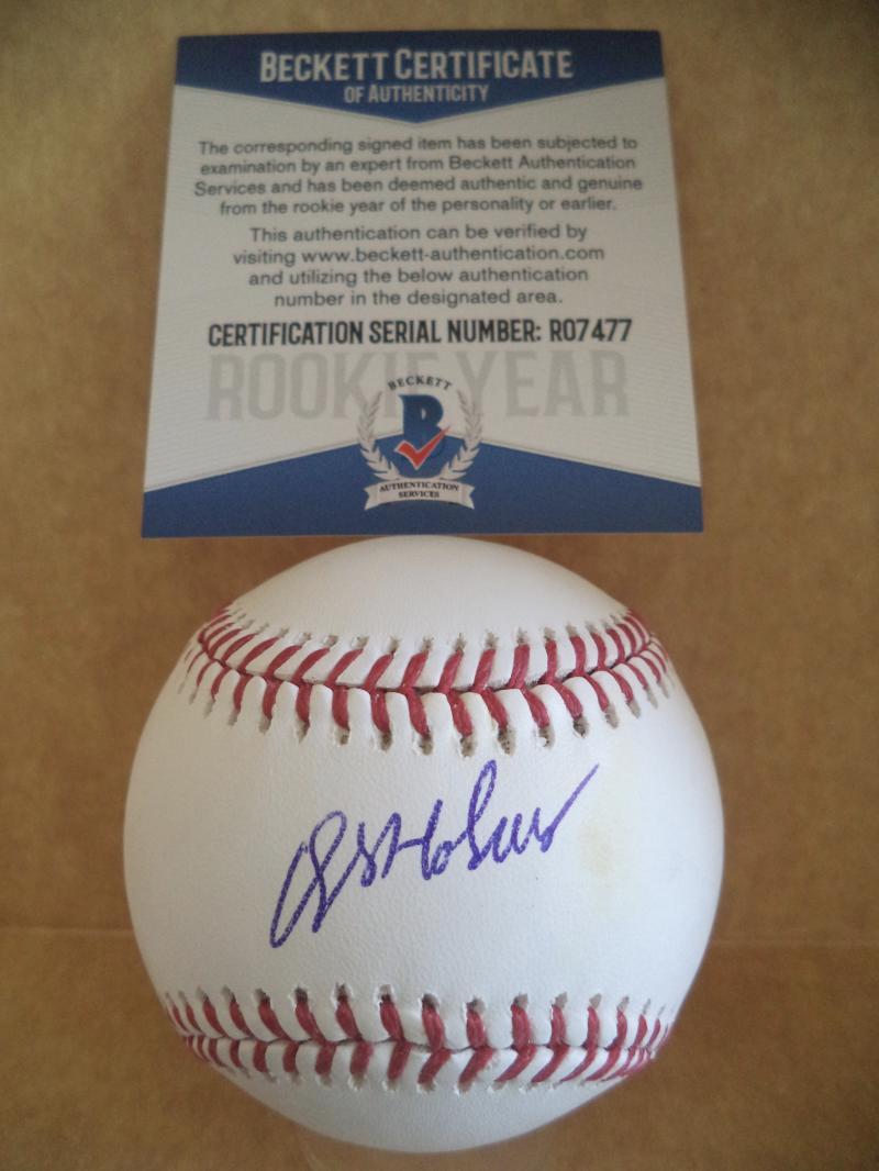 QUENTON HOLMES CLEVELAND INDIANS ROOKIE YEAR SIGNED M.L BASEBALL BECKETT R07477