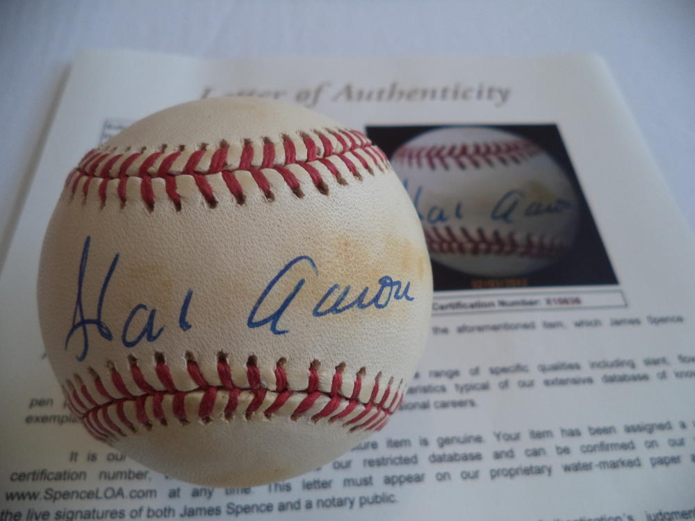 HANK AARON ATLANTA BRAVES VINTAGE SIGNED AUTOGRAPH N.L. BASEBALL JSA LOA X15636