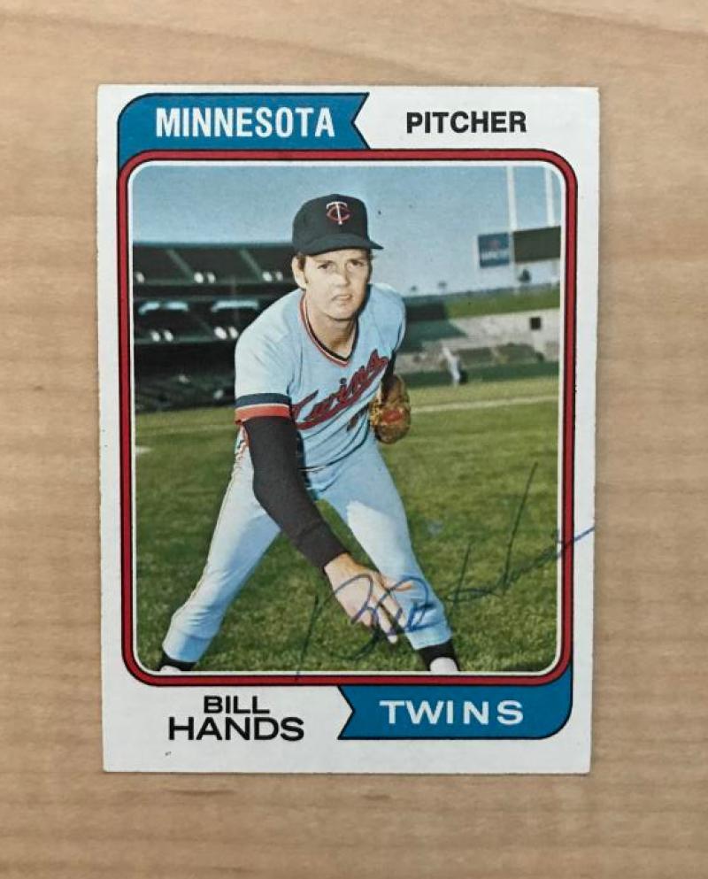 BILL HANDS MINNESOTA TWINS SIGNED VINTAGE DECEASED 1974 TOPPS CARD #271 W/COA COLLECTIBLE MEMORABILIA