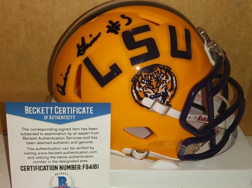 DERRIUS GUICE LSU/REDSKINS SIGNED AUTO RIDDELL MINI HELMET BECKETT F94161