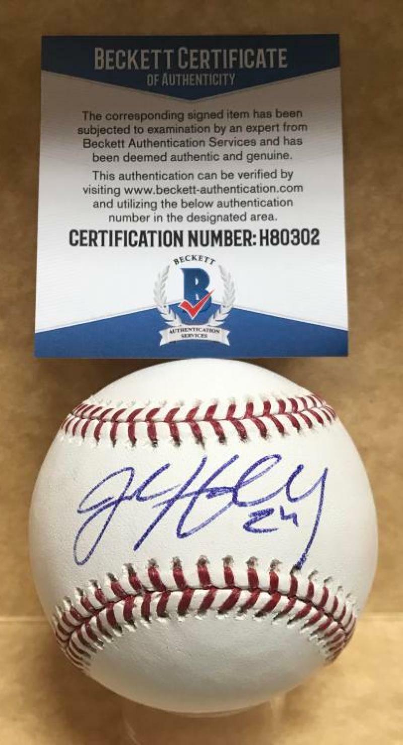 JORDAN HOLLOWAY MIAMI MARLINS SIGNED M.L. BASEBALL BECKETT H80302
