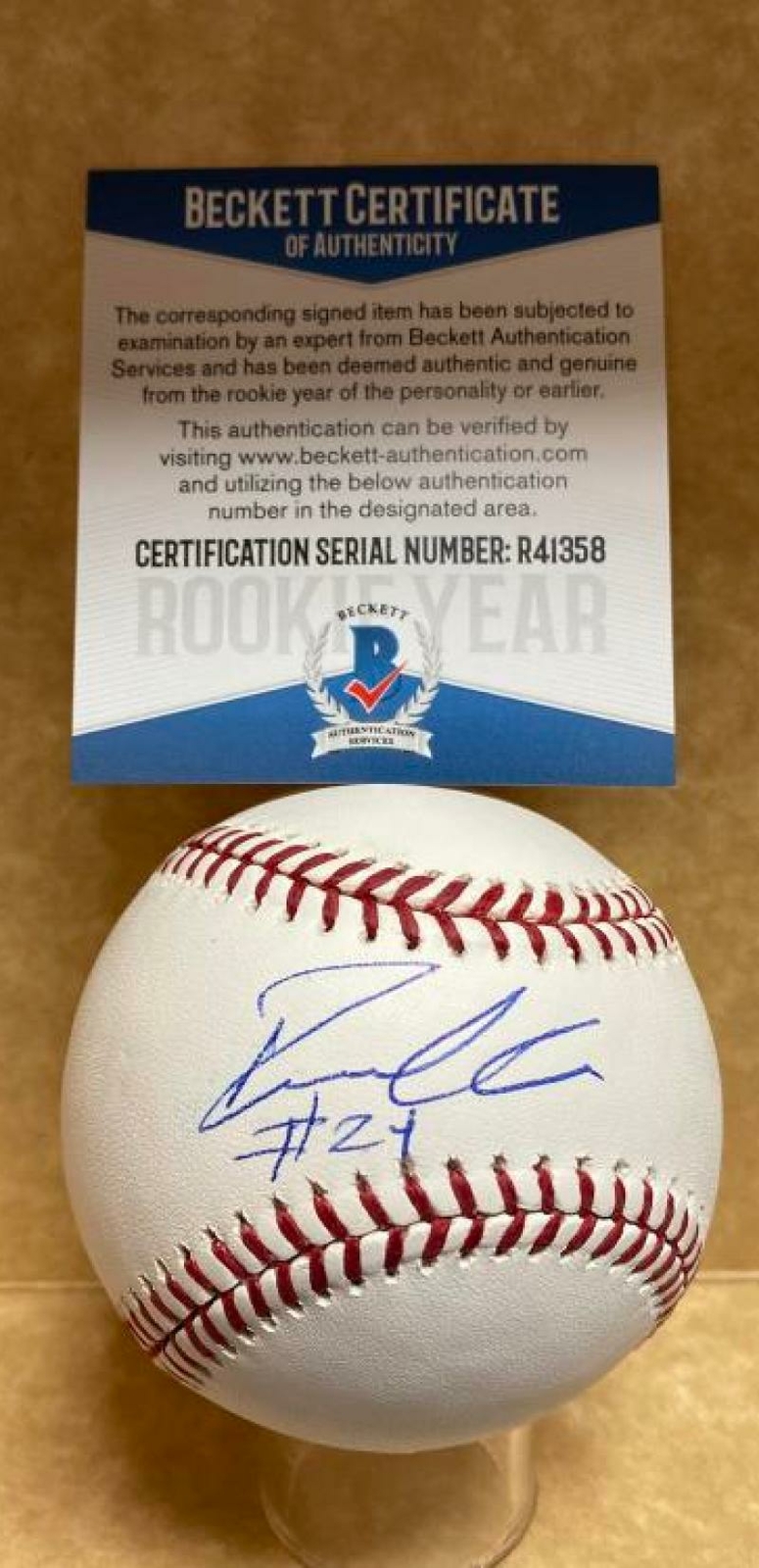 RONALDO HERNANDEZ TAMPA BAY RAYS ROOKIE YEAR SIGNED M.L. BASEBALL BECKETT R41358
