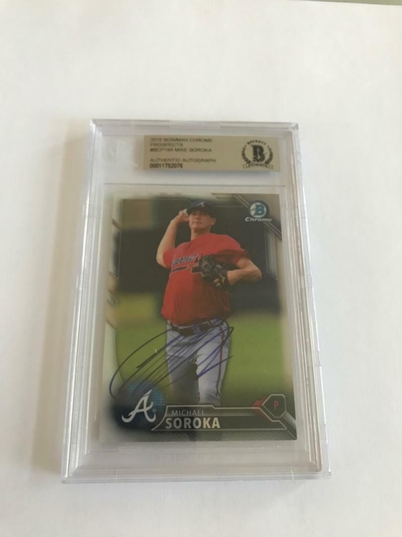 2016 BOWMAN CHROME PROSPECTS MIKE SOROKA BRAVES SIGNED CARD BECKETT AUTHENTIC
