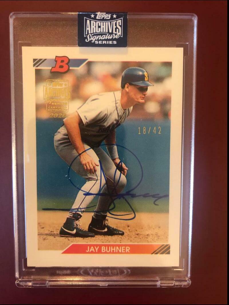2020 TOPPS ARCHIVES SIGNATURE RETIRED AUTO JAY BUHNER MARINERS ON CARD 18/42 COLLECTIBLE MEMORABILIA