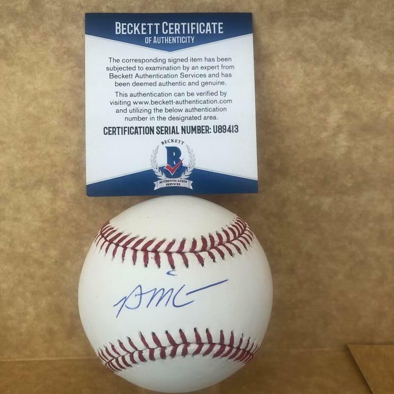 BRIAN MCANN BRAVES/YANKEES/ASTROS SIGNED AUTOGRAPHED M.L. BASEBALL U89413