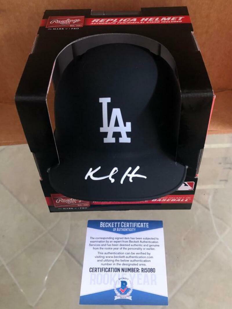KODY HOESE LOS ANGELES DODGERS BLACK MATTE SIGNED MINI HELMET ROOKIE BECKETT R15