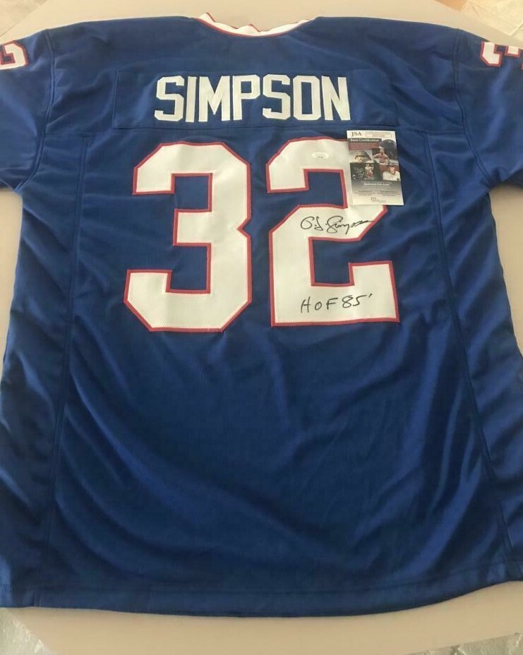 O.J. SIMPSON BUFFALO SIGNED AUTOGRAPHED XL CUSTOM JERSEY INSCRIBED HOF 85 JSA I