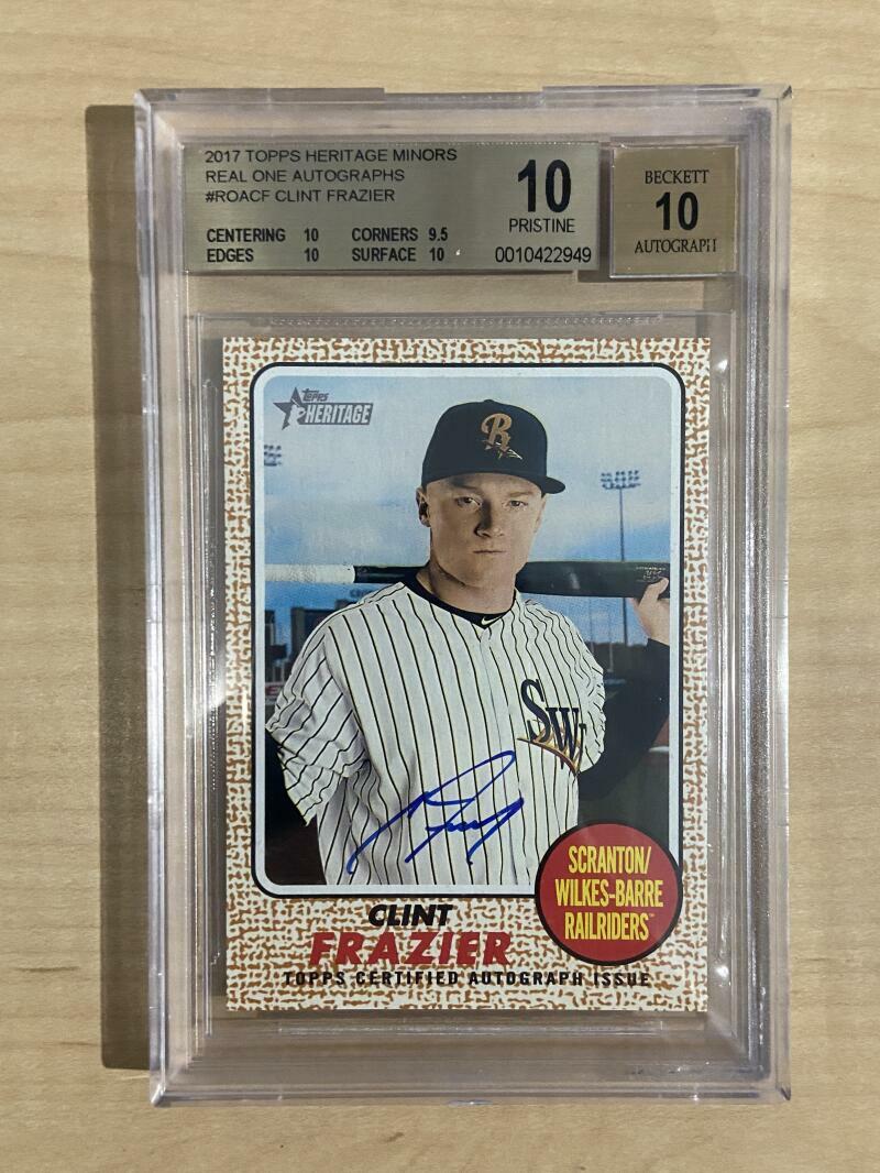 2017 TOPPS HERITAGE MINORS REAL ONE CLINT FRAZIER BECKETT PRISTINE 10 AUTO 10
