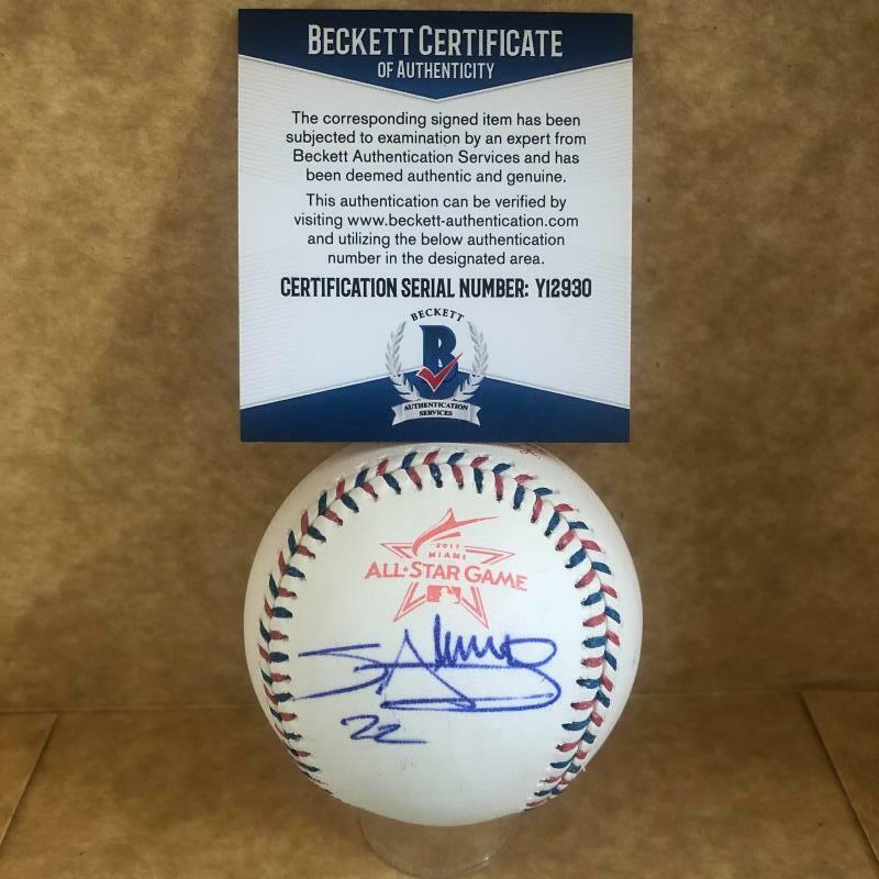 MIGUEL SANO MINNESOTA TWINS SIGNED 2017 ALL STAR GAME BASEBALL BECKETT Y12930