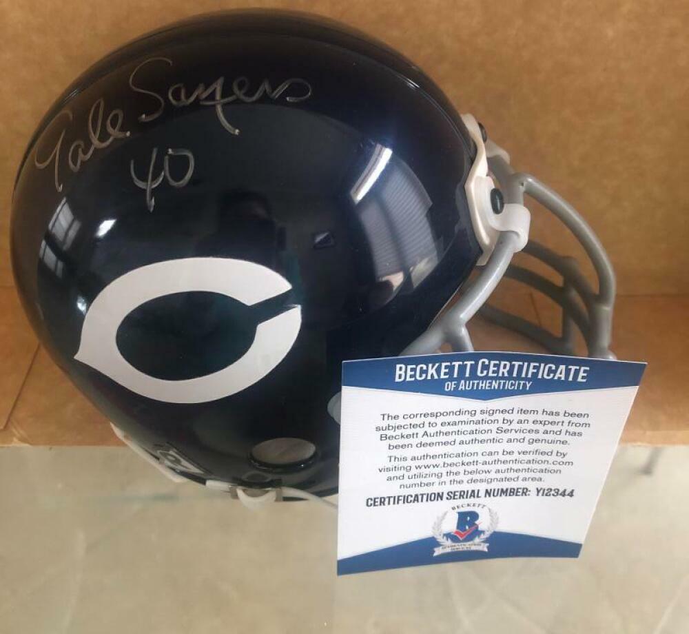 GALE SAYERS CHICAGO BEARS SIGNED VINTAGE AUTHENTIC MINI HELMET BECKETT Y12344