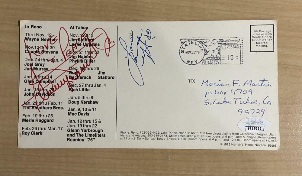 SAMMY DAVIS JR. SIGNED AUTOGRAPHED POSTCARD JSA COA