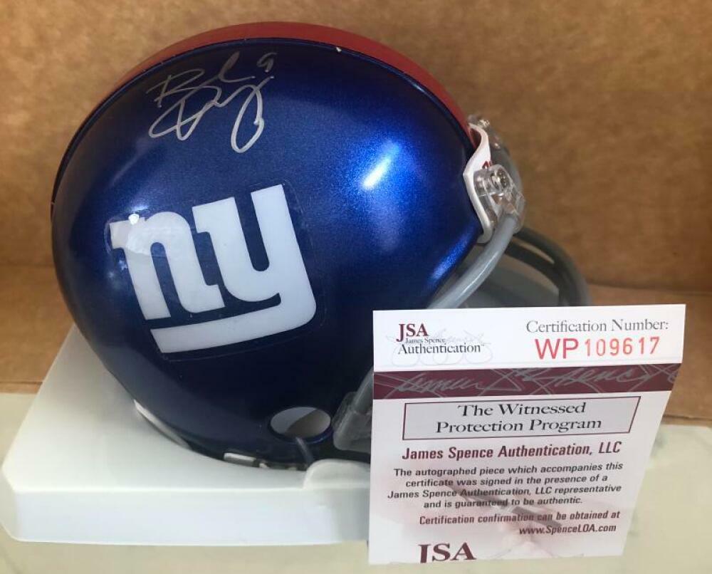 BRAD WING NEW YORK GIANTS SIGNED AUTOGRAPHED MINI HELMET JSA WITNESS